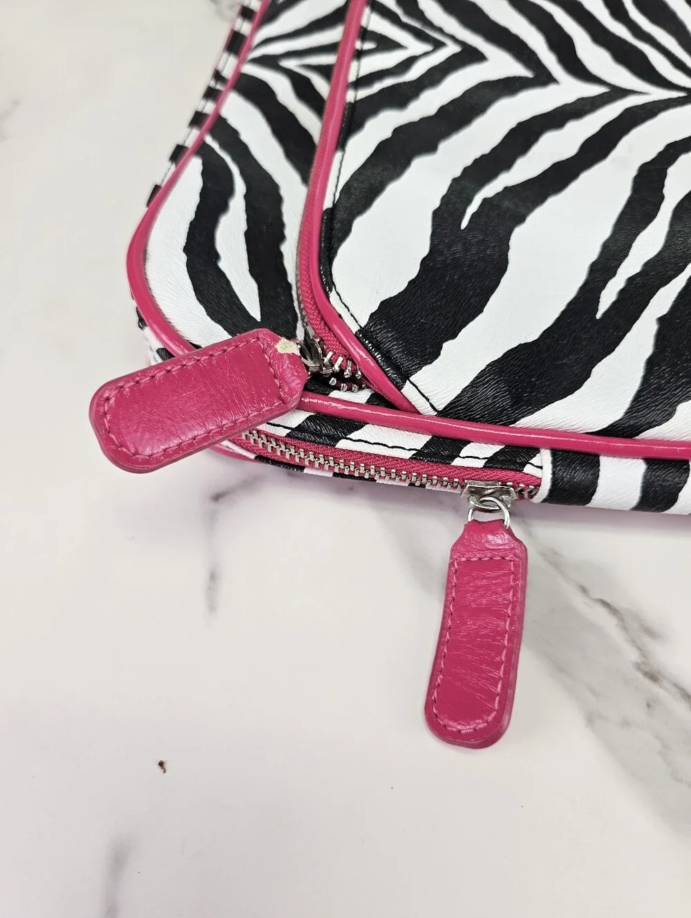 Zebra Print Laptop Case With Pink Trim